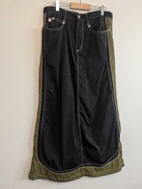 RARE 90s Y2K Kik Girl Kik Wear Black Maxi Skirt Rave Club Wear M